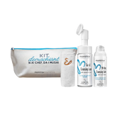 Kit demachiant cu spumă de curățare, balsam pentru topirea machiajului și prosop din bumbac spa + borsetă cadou