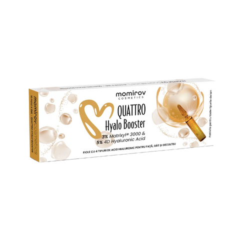 Fiole Quattro Hyalo Booster cu 4D acid hialuronic - 10 fiole, 20 ml