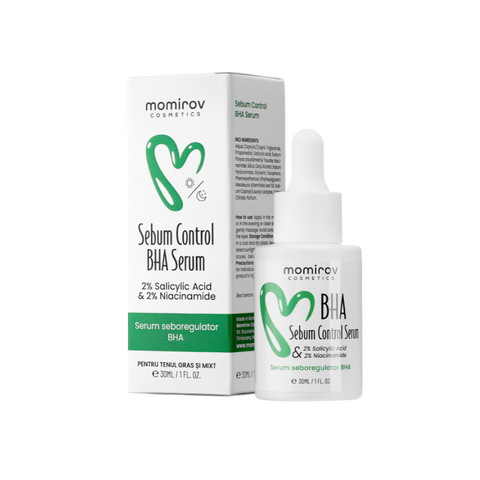 Serum BHA Sebum Control cu 2% acid salicilic și 2% niacinamidă pentru ten gras și mixt, 30 ml