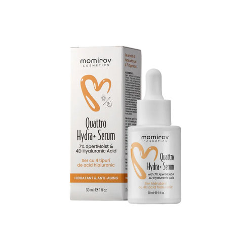 Serum Quattro Hydra+ cu 4D acid hialuronic, Squalane și Ectoină, 30 ml