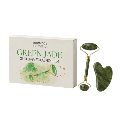 Set de masaj facial cu rola și piatră Gua Sha