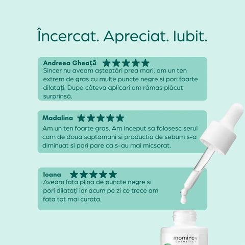 Serum BHA Sebum Control cu 2% acid salicilic și 2% niacinamidă pentru ten gras și mixt, 30 ml