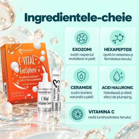 C-Vital ExoSphere - tratament 7 zile cu ser și sfere pentru plumping instant și iluminare, 15ml/0,1g