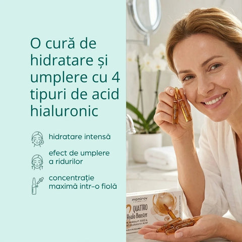 Fiole Quattro Hyalo Booster cu 4D acid hialuronic - 10 fiole, 20 ml