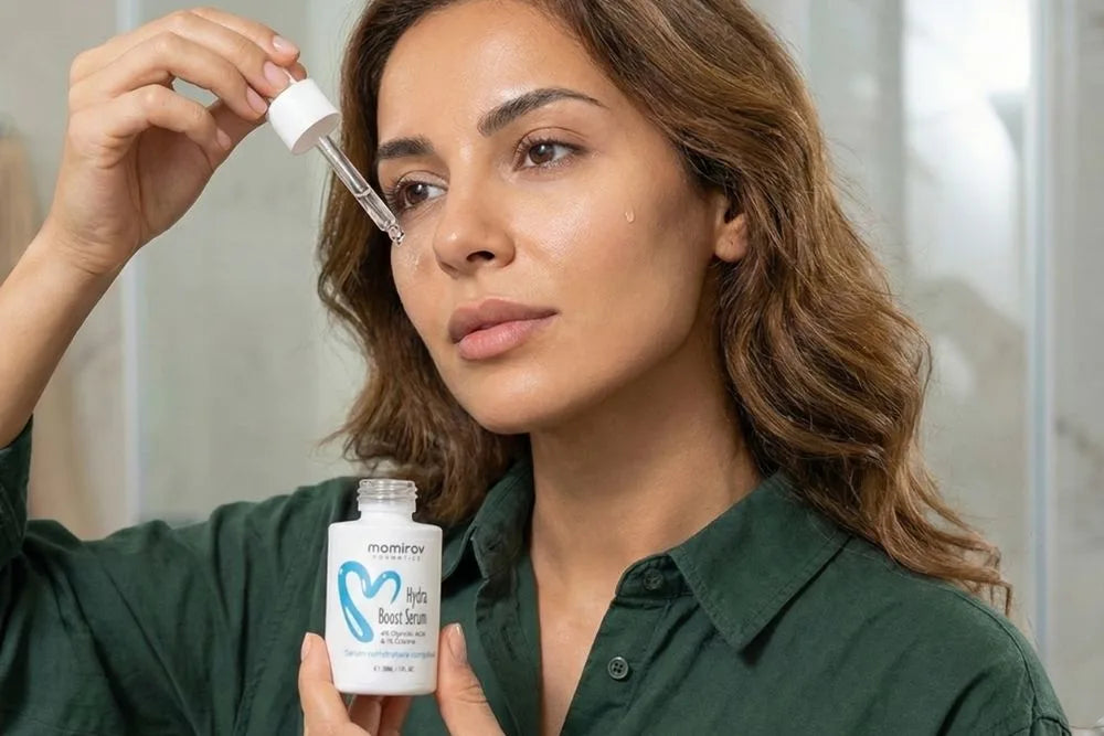 Serum Hydra Boost cu 4% acid glicolic și 1% ectoină pentru ten uscat, 30 ml