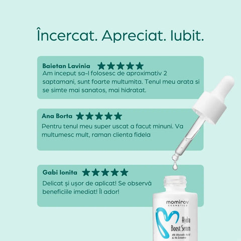 Serum Hydra Boost cu 4% acid glicolic și 1% ectoină pentru ten uscat, 30 ml