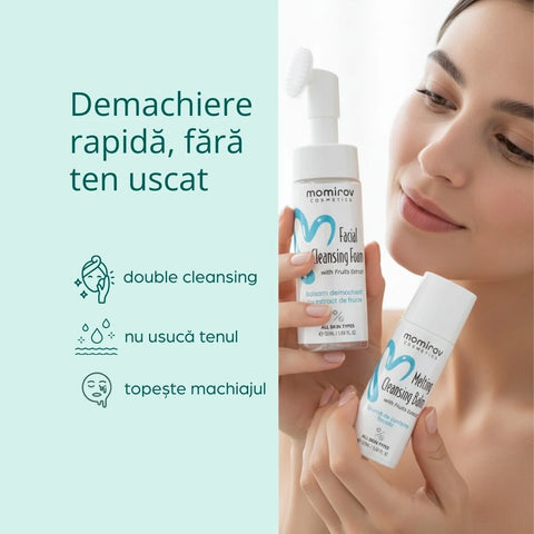 Kit demachiant cu spumă de curățare și balsam pentru topirea machiajului